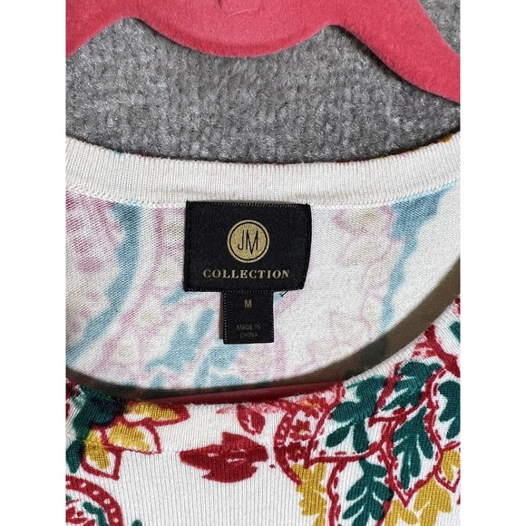 JM Collection Floral‎ Paisley Knit Ribbed Sweater Womens Medium Rayon Nylon - Picture 2 of 16